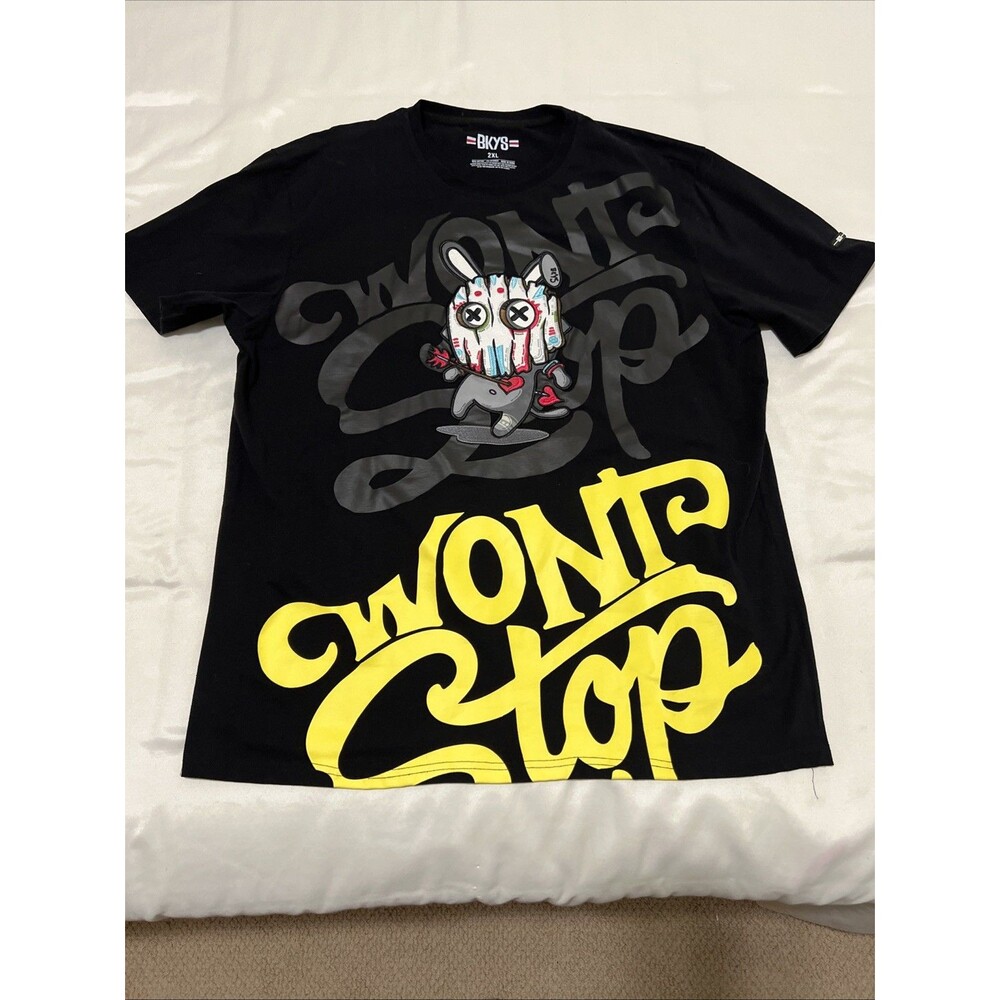 BKYS Streetwear Tee Shirt Mens 2XL Black Patch Voodoo Bunny Graphic